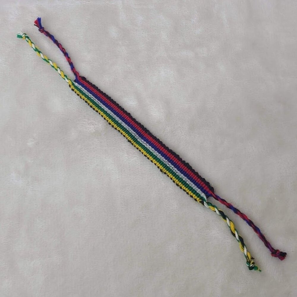 Hand Woven Braided Friendship Bracelet Black Red Blue White Green Yellow - Picture 2 of 12